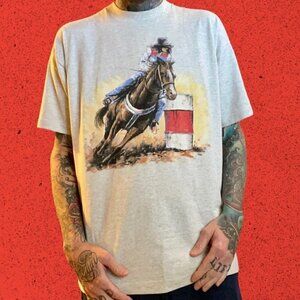 Vintage SINGLE STITCH Shirt western cowboy rodeo horse